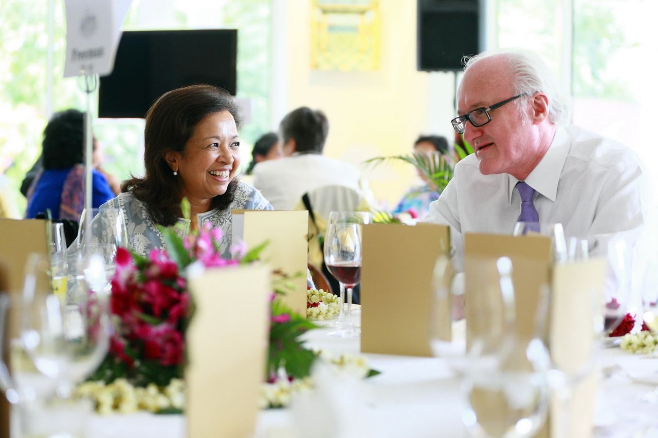Australian High Commissioner to Malaysia, H.E. Mr Miles Kupa (right) talks over lunch with writer and social activist, Datin Paduka Marina Mahathir.